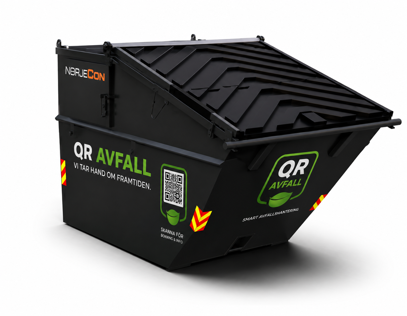 Täckt 10 kubiks vippcontainer från QR Avfall