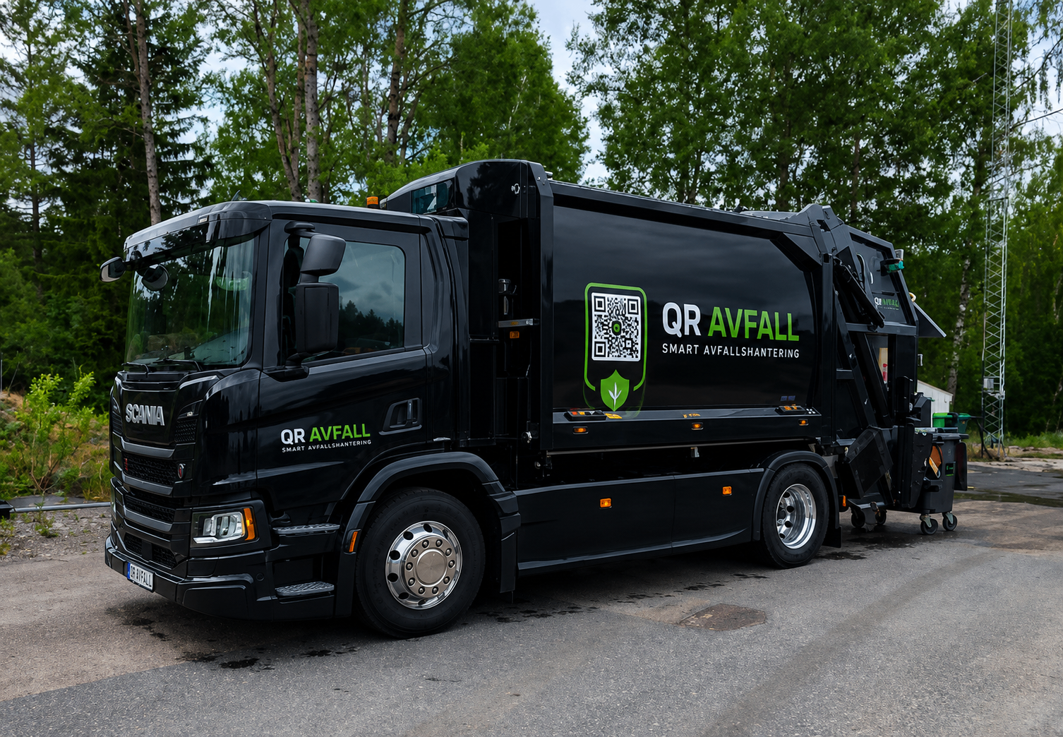 QR Avfall lastbil med smart avfallshantering